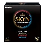 Lifestyles SKYN Selection Sampler, Premium Lubricated NON-LATEX Polyisoprene Condoms with Silver Pocket/Travel Case-24 Count