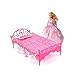 Topseller Plastic Mini Bed with Pillow and Sheet for Barbie Dolls Dollhouse