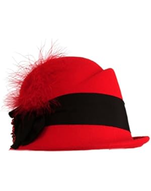 Winter Wool 1920s Classy Flying Feathers Crystals Cloche Bucket Church Hat