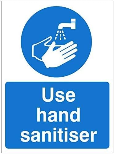 Hand Sanitiser Sign Business Workplace Shop Restaurant Toilet Display Safety Door Notice, Blue, 29.7cm x 19.6cm