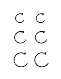 Ruifan - Juego de 6 piercings de acero inoxidable para la nariz, unisex, calibre 18, 0.236 in, 0.315 in y 0.394 in