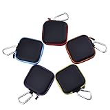 eBoot Earphone Square Carrying Case Earbud Storage Pouch with Carabiner for Cellphone Headset Earbuds and USB Cable, 5 Colors