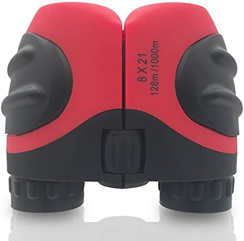 Binoculars for Kids, Shock Proof Kids Binoculars 8x21, Compact Binoculars Perfect for Bird Watching, Educational Learning, Outdoor Camp, Hunting, Hiking, Birthday Presents for Children (Red)
