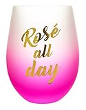 Novelty 16 Ounce Stemless Wine Glass (Rosé All Day)