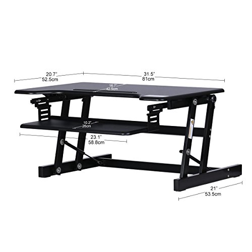 DEVAISE Height Adjustable Standing Desk Converter with Keyboard Tray, Black - Thumbnail 2