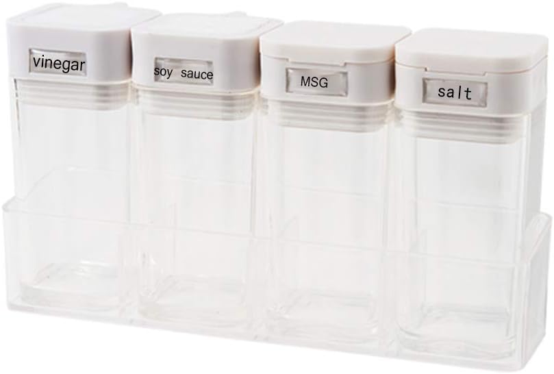 Salt and Pepper Box, Transparent Seasoning Rack Spice Pots