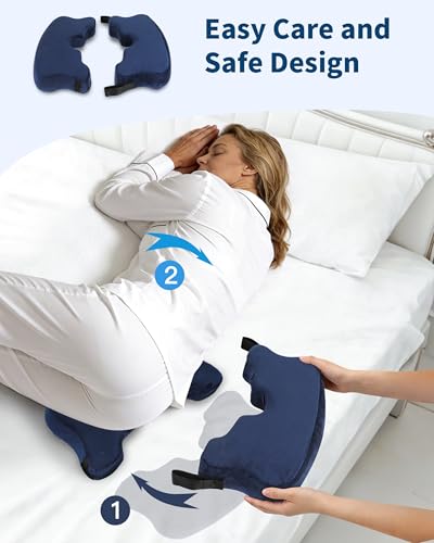 HOMCA Foldable and Adjustable Anti-Bedsore Pillow, Memory Foam Coccyx Cushion for Bedridden People and Long Sitting Periods (Blue)