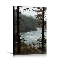 Canvas Wall Art Autumn Dramatic Forest Landscape Living Room Orange Photography Rustic - 12x18 inches
