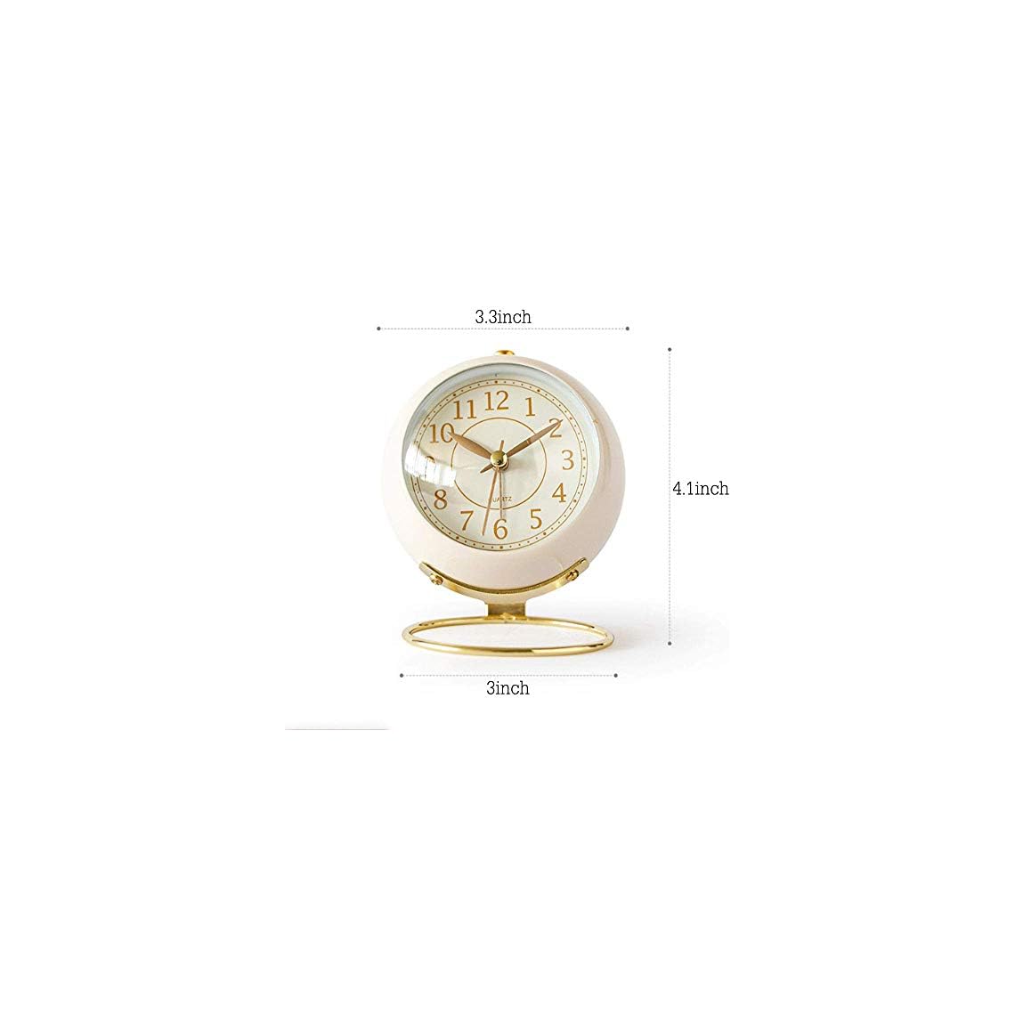 JUSTUP Small Table Clocks, Classic NonTicking Tabletop Alarm Clock