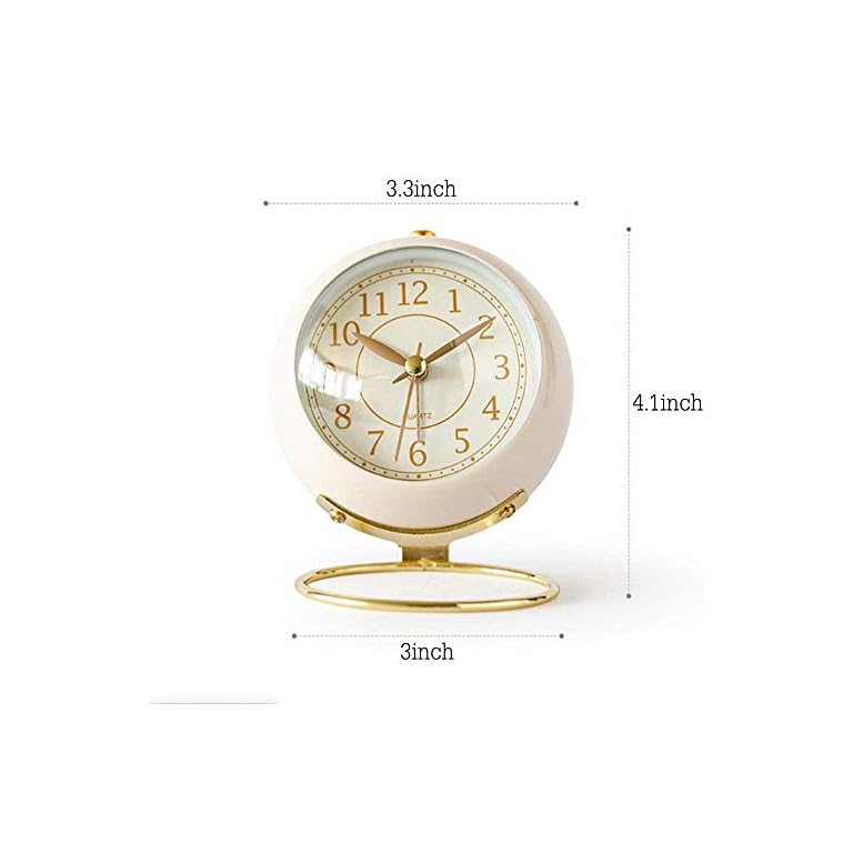 JUSTUP Small Table Clocks, Classic NonTicking Tabletop Alarm Clock