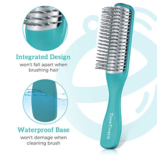 TimeTinkle 9Row Curly Hair Brush with WideTooth Comb, Nylon Bristles
