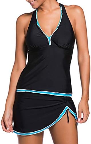 Rollybelle Women's Halter Tankini Swimsuit with Skirt