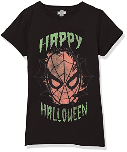 Marvel Little, Big Classic SpiderFace Halloween Girls Camiseta de Manga Corta, Color Negro, Talla XS, Negro, XS