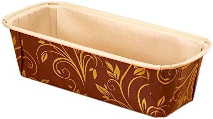Premier Food Packaging 675 Piece Paper Baking Loaf Pan, 8015550BGG, 6.2" L x 2.2" W x 2" H, Brown/Gold