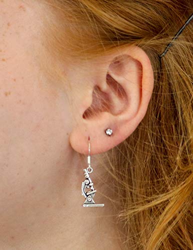 Microscope Earrings for Women - 925 Sterling Silver Hooks - Scientist Gifts - Science Jewelry - Fast Shipping