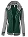 LE3NO Premium Womens Contrast Sleeve Fleece Varsity Baseball Hoodie Jacket