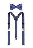 ORSKY Adjustable Leather Suspenders and Pre-Tied Bow Tie Set for Men