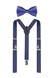 ORSKY Adjustable Leather Suspenders and Pre-Tied Bow Tie Set...