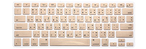 HRH Metallic Gold Thai Language Keyboard Cover Silicone Skin for MacBook Air 13 and MacBook Pro 13