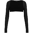 CIDER Solid Collarless Long Sleeve Crop Shrug