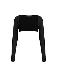 CIDER Solid Collarless Long Sleeve Crop