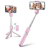 Bluetooth Selfie Stick, BlitzWolf Extendable and Tripod Stand Selfie Stick with Wireless Remote for iPhone X/XR/XS/8/8 Plus/7/7 Plus/Se/6s/6/6 Plus, Galaxy S9/S8/S7/S6, Android Huawei and More（Pink）