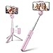 Bluetooth Selfie Stick, BlitzWolf Extendable and Tripod Stand Selfie Stick with Wireless Remote for iPhone X/XR/XS/8/8 Plus/7/7 Plus/Se/6s/6/6 Plus, Galaxy S9/S8/S7/S6, Android Huawei and More（Pink）