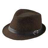 Elee Unisex Kids Vintage Cotton Short Brim Flat Top Fedora Hat Trilby Jazz Cap
