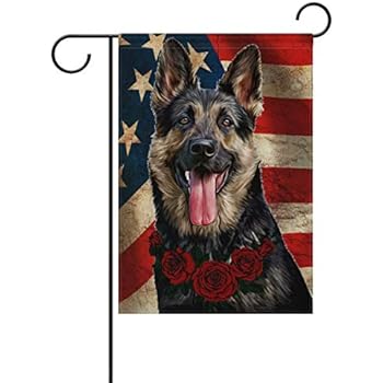 Amazon.com : German Shepherd Dog Breed Patriotic House Flag 28 x 40