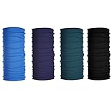KALILY 4PCS Headband Bandana - Versatile Solid Sports & Casual Headwear –Multifunctional Seamless Neck Gaiter, Headwrap, Balaclava, Helmet Liner, Face Mask for Camping, Running, Cycling, Fishing etc