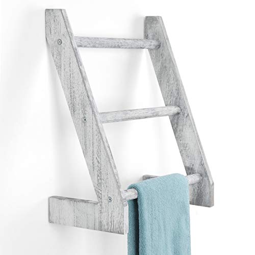 Ladder Hand Towel Rack, Wood Wall Mount Blanket Ladders Rustic