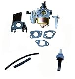 Everest Carburetor Compatible with Honda GX160 GX200 5.5HP 6.5HP Adjustable with Gaskets Insulator Fuel Filter & Fuel Line Tiller Pressure Washer Compactor