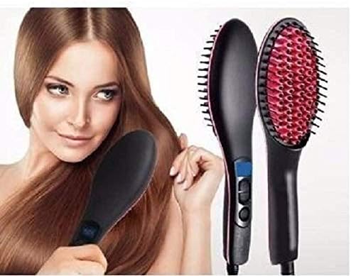 BESQUE Women's Electric Comb Brush Nano 2 in 1 Ceramic Hair Straightener Brush Straightening with LCD Screen, Temperature Control Display (hair straightener for women)