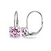 Hoops & Loops 925 Sterling Silver Colored Cubic Zirconia Cushion-cut 7x7mm Leverback Earrings for Women Teen Girls, Silver & Yellow Gold