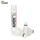 JBM Feather Badminton Shuttlecocks Birdies (12 PCS) White Badminton Ball Shuttle Goose Feathers Sandwick Cork Head Perfect Bounce & Balance for Game Training Practice Outdoor & Indoor Activities