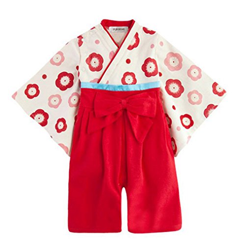 StylesILove Baby Girl Floral Kimono Costume Jumpsuit, 6-24 Months