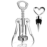 Topbest Professional Silver Butterfly Wing Corkscrew Wine Opener Ergonomic Manual Wine Bottle Opener Wine Stopper Set with Gife Box