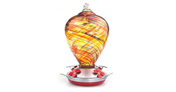 Muse Garden Hummingbird Feeder For Outdoors Hand Blown Glass 34
