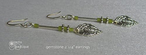 GemsBeautique Aquarelle Silver Leaves Long Thin 2 1/4" Earrings. Serpentine.