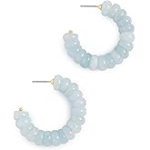Lele Sadoughi Women's Hoop Earrings, Blue Aventurine, One Size