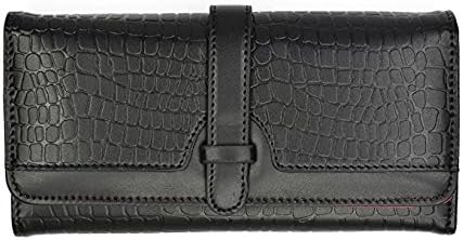 KLOUD City Black synthetic leather drawstring style double button women wallet