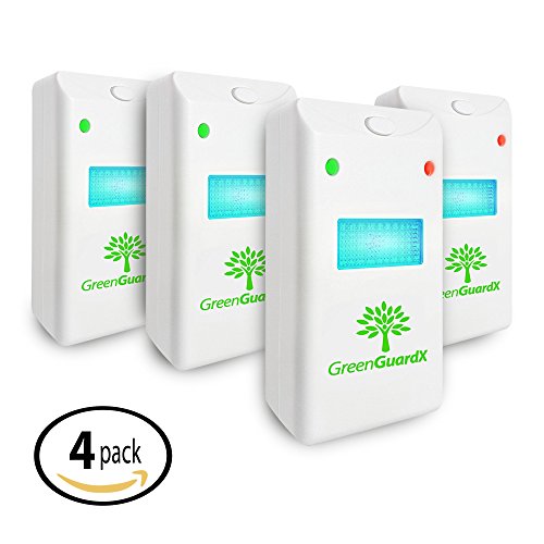 GreenGuardX Ultrasonic Pest Control Repeller (4-Pack)–Indoor Repellent for Mice, Mosquitos, Roaches, Spiders, Insects, & Rodents – Ecofriendly Bug Repeller–Children & Pet Safe, Non-Toxic (Upgraded)