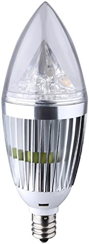 BOVSUN LED Candelabra Bulb, 5W (45W Incandescent Equivalent), Candle Light, Warm White 3000K, E12 Base, Torpedo Shape Bulb, Chandelier, Silver, Not-Dimmable 1-Pack