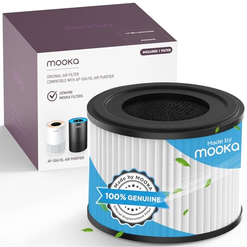 MOOKA AP-S0610L Air Purifier Filter, 3-in-1 True HEPA Filter, High-Efficiency Activated Carbon Air Filter for Allergies, Smoke, Odor, Dander, Pollen