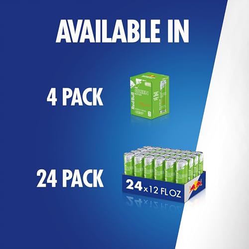 RED BULL GREEN EDITION ENERGY DRINK, CURUBA ELDERFLOWER, WITH 114MG CAFFEINE PLUS TAURINE & B VITAMINS, 12 FL OZ, PACK OF 4 CANS