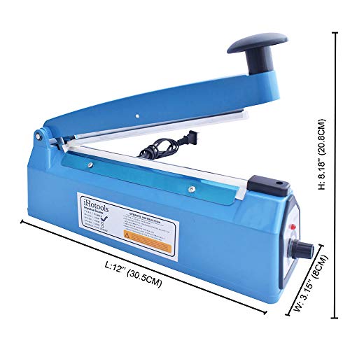 8 inches Impulse Bag Sealer Heat Sealing Machine with Extra Replacement Element Grip Blue - Thumbnail 5