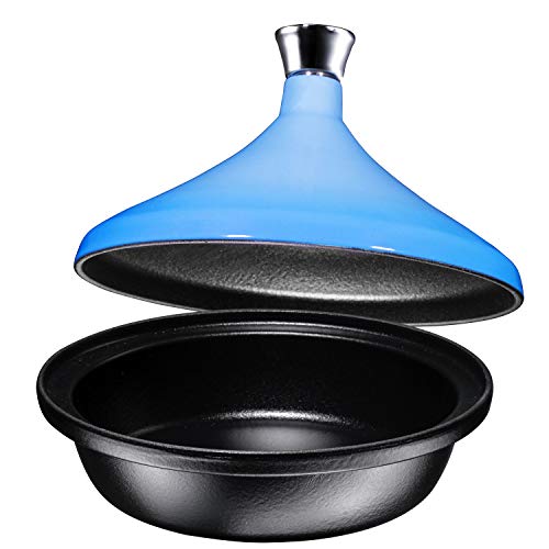 Cast-Iron-Tagine-Pot-Enameled-Blue-4-Quart-By-Bruntmor