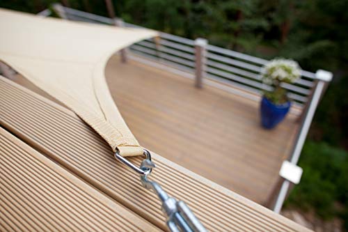 sunnypillow Sonnensegel Rechteckig 2 x 3 m inkl. Befestigungsseilen 100% HDPE | Windschutz | UV Schutz | atmungsaktiv | Sonnenschutz für Garten Terrasse und Balkon | Beige – Bild 7