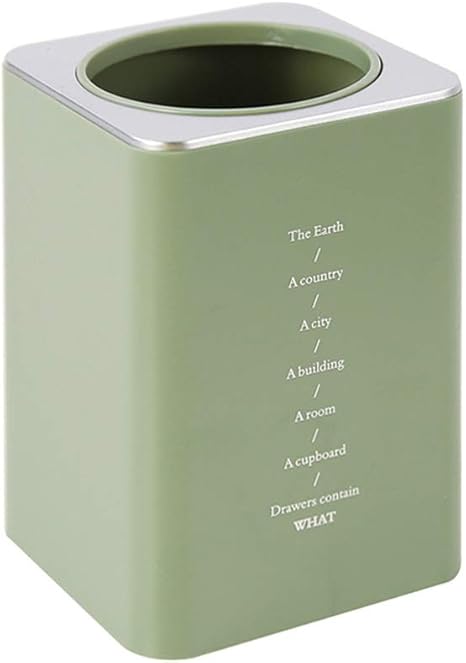 Amazon Co Jp クリエイティブペンホルダー 多機能収納ボックス シンプルなデザインのデスクトップオーガナイザー 英語の印刷 角筒 Ps軽量素材 実用的で丈夫 3色から選ぶ 2 5 2 5 3 8インチ 色 緑 ホーム キッチン