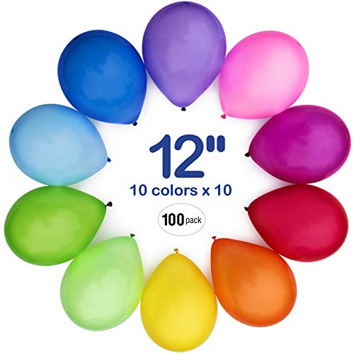 WinkyBoom Balloons Assorted Color 12 Inch 100 Pcs Helium Quality Latex For Birthday Party Decoration